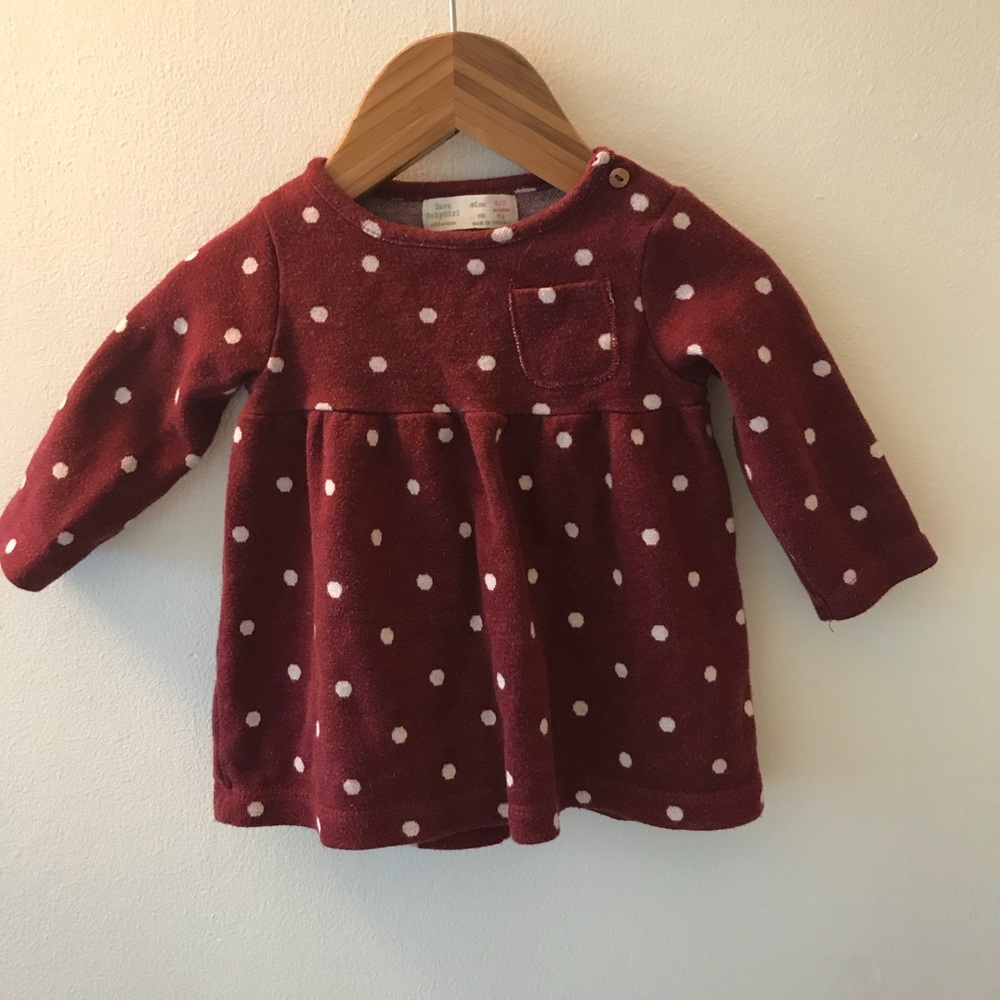 Zara baby burgundy gingham dress.